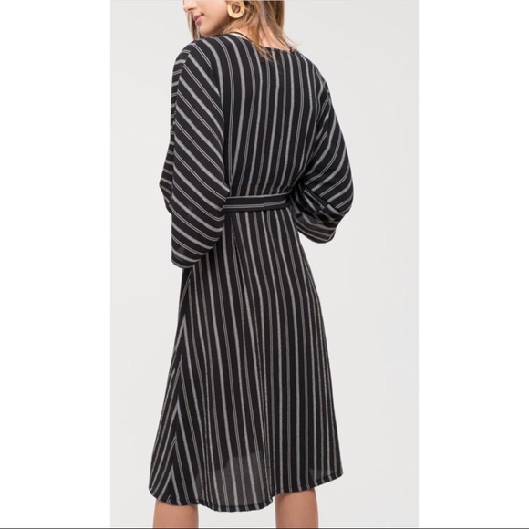 Striped kimono sleeve deep v neckline dress - Picture 5 of 7